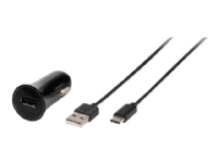 Vivanco CARCHARGERVVUSBC3A - Bilstrømsadapter - 3 A - Fast Charge (USB) - på kabel: USB-C - sort