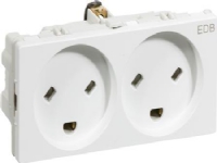 LAURITZ KNUDSEN FUGA® dobbelt stikkontakt EDB 2 modul 2 polet m/jord hvid.
