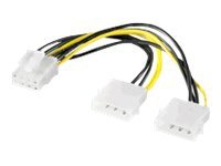 MicroConnect - Strømforsyningsadapter - 4-PIN intern strøm (han) til 8 pin PCIe-strøm (hun)