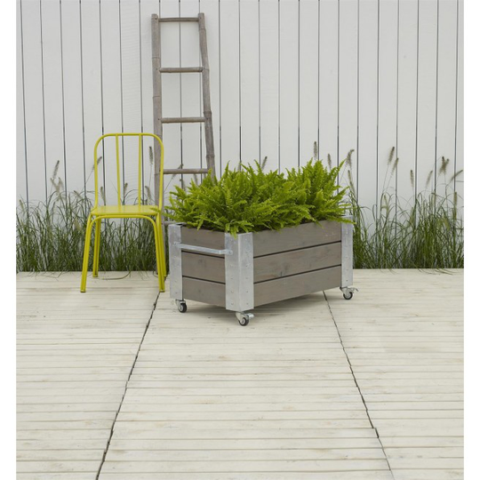 Plus Cubic blomsterkasse 87x50x45cm m/hjul gråbrun 18238-18