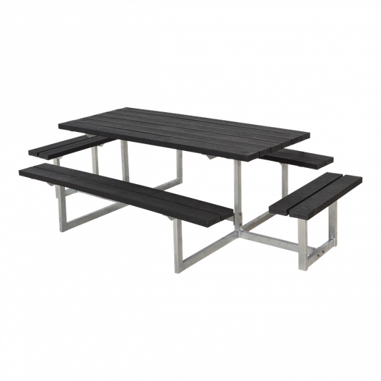 Plus Basic Bord/Bænkesæt m/2 påbygninger - 260 cm - ReTex - Sort - 185813-35