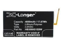 CoreParts TABX-BAT-HUS800SL, 4650 mAh, 17,67 Wh, Lithium polymer (LiPo), 3,8 V, Sort, 1 stk
