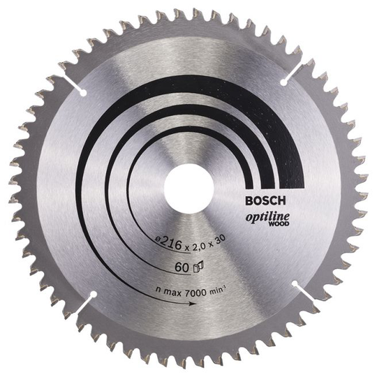 Bosch Rundsavsklinge Ø216x30mm 60 T -5gr Træ - 2608640433