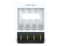 ANSMANN Comfort Smart - 1,5 timer USB-batterioplader - (for 4xAA/AAA) 4 x AA type - 2100 mAh - 800 mA - sort, hvid