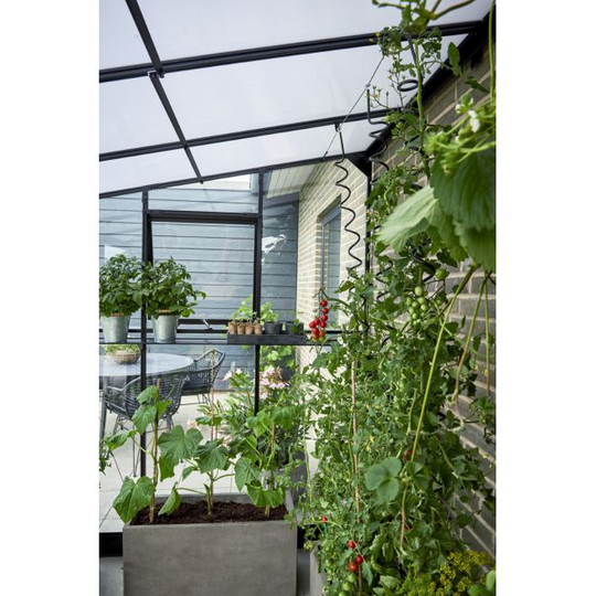 Halls Drivhus Qube Lean-to 612 sort m/ 3 mm hærdet glas - F09937