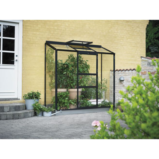 Halls 1,3 Drivhus sort med 3 mm glas inkl. fundament (colli 3) - F09883