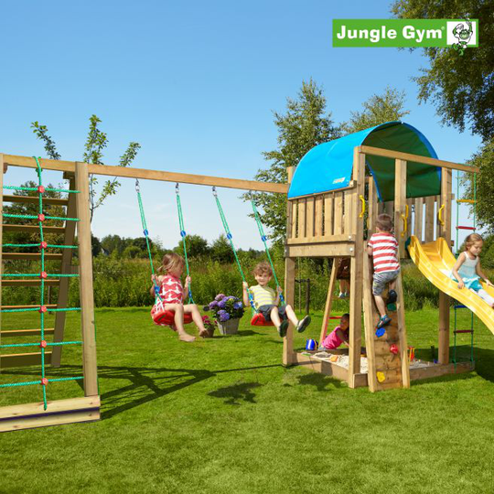 Jungle Gym Villa legetårn komplet inkl. climb module xtra ekskl. rutschebane - 804-285CB