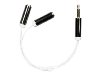 DELTACO AUD-206 - Lydsplitter - stereo mini-jackstik hun til stereo mini-jackstik han - 10 cm - hvid