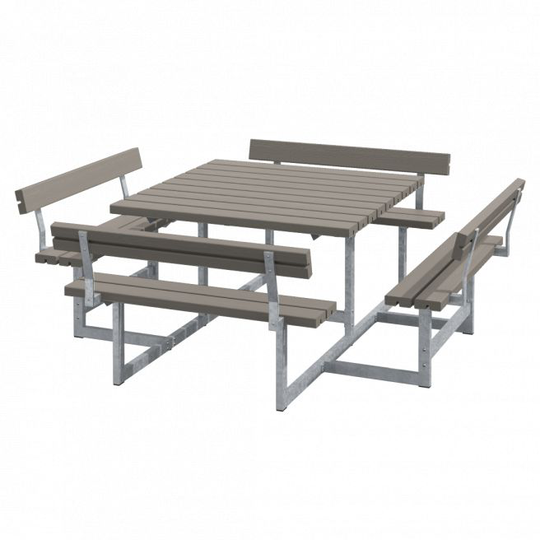 Plus Picnic Bord/Bænkesæt m/4 ryglæn - 224 cm - Gråbrun - 188812-18