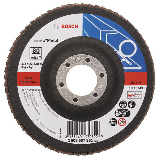 Bosch Lamelslibeskive B:m Ø115x22mm K80 Flad - 2608607351