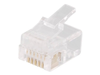 DELTACO - Telefon-konnektor - RJ-12 (han) - gennemsigtig (pakke med 20)