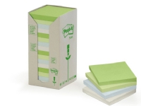 Post-it 654-1RPT - Noter - 76 x 76 mm - 1600 ark (16 x 100) - blå, grøn, lysegrøn, grå