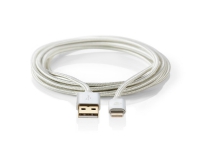 Nedis - Lightning-kabel - USB han til Lightning han - 3 m - aluminium - for Apple iPad/iPhone/iPod (Lightning)