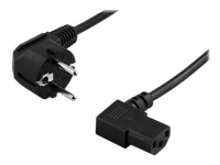 DELTACO DEL-109B - Strømkabel - CEE 7/7 (han) vinklet til IEC 60320 C13 vinklet - AC 250 V - 10 A - 1 m - sort