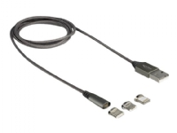 Delock Magnetic - USB-kabel - USB (han) - 5 V - 2.4 A - 1 m - antracit (sort)