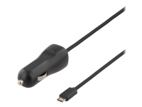 DELTACO USB-CAR74 - Bilstrømsadapter - 2.4 A (Micro-USB Type B) - sort