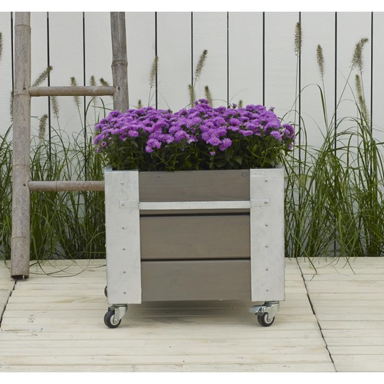Plus Cubic blomsterkasse 46x50x45cm m/hjul gråbrun 18237-18