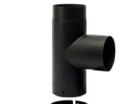 MB Sorte røgr. 130mm T-styk.90 - T-stykke 90ø med sodskål
