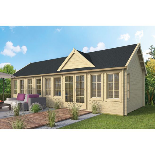 McKinney inkl. 27 mm gulv-tagbrædder Bjælkehytte - 70 mm - 400823N - 37,2 m²