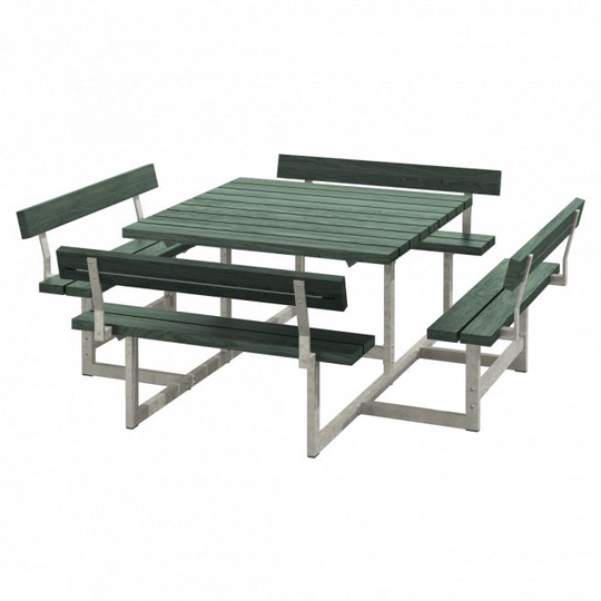Plus Picnic Bord/Bænkesæt m/4 ryglæn - 224 cm - ReTex - Grøn - 188812-31