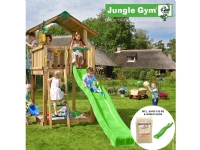 Jungle Gym Chalet inkl. grøn rutscebane og 120 kg sand (804-271SG)