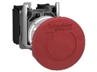 Schneider Electric XB4BS8444 Slagkontakt (paddehat-formet) Frontring metal, Med nødstopknap, Rund, kan nulstilles 120 V/AC 6 A 2 x brydekontakt IP66,