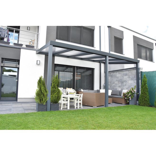 Terrasseoverdækning Alu Hærdet Glas - 600x300cm - RAL7016 Antrasit