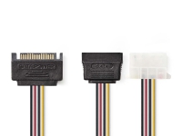 Nedis - Strømforsyningsadapter - SATA strøm (han) til 4-PIN intern strøm, SATA strøm (hun) - 15 cm - diverse