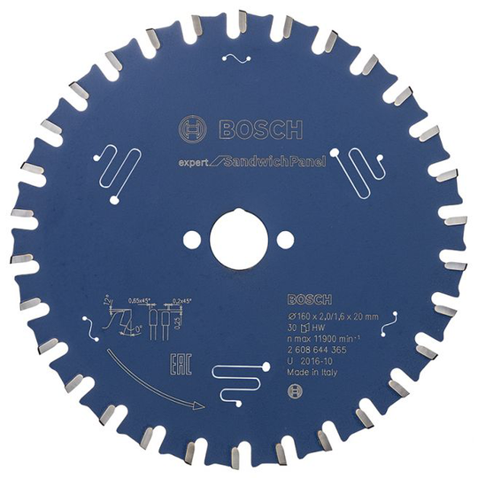 Bosch Rundsavsklinge 160x2,0x20mm 30t Exp Sandwich - 2608644365
