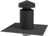 Ventilationshætte Ø200 - Fladt tag 0-5gr sort med integreret tagpap og 50mm isolering