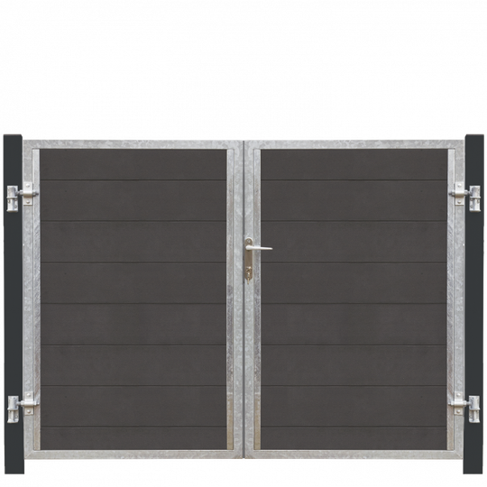 Plus Futura Dobbeltlåge HI 197×145 cm + 16 cm gråsorte stålstolper - 17582-21