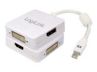 LogiLink Mini DisplayPort to HDMI/DVI/DisplayPort 3 in 1 Convertor Cable - Video transformer - DVI, HDMI, DisplayPort