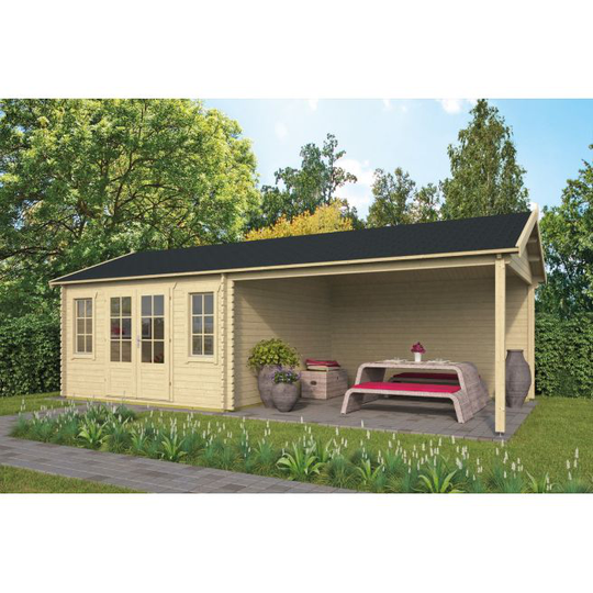 Augusta med baldakin Bjælkehytte - 44 mm - 400804N - 32 m²