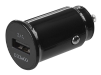 DELTACO USB-CAR123 - Bilstrømsadapter - 12 Watt - 2.4 A (USB) - sort