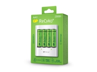 GP ReCyko Battery Charger, U411 + 4 x AA 2000mAh genopladelige batterier