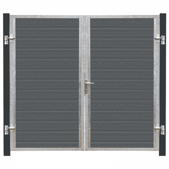 Plus Artura Dobbeltlåge HI 197×175 cm + 16 cm gråsorte stolper - 17594-21