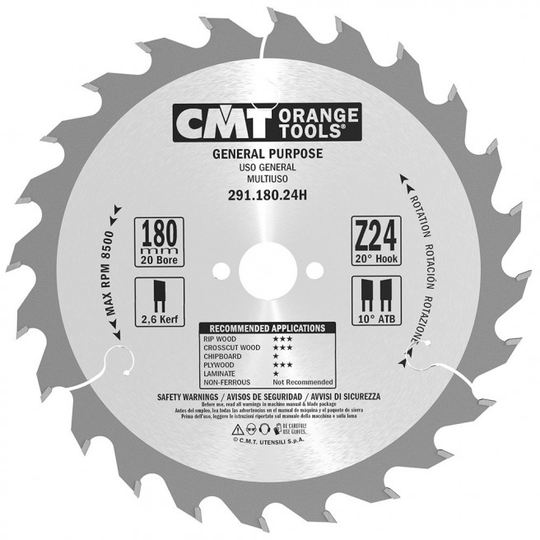 CMT Klinge 180x2,6x20 Z24 W - 291.180.24H