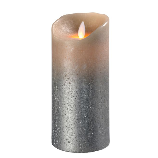 Sompex Bloklys - Flamme LED Sand Metallic - Højde 18 cm
