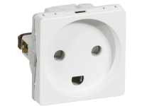 LAURITZ KNUDSEN FUGA® indsats stikkontakt hvid, 1 modul 2-pol med jord. 16A 250V.