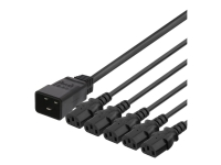 DELTACO - Strøm-splitter - IEC 60320 C20 til IEC 60320 C13 - 250 V - 16 A - 1 m - sort