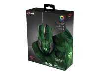 Trust Gaming GXT 781 Rixa - Mus - højre- og venstrehåndet - optisk - 6 knapper - kabling - USB - camo