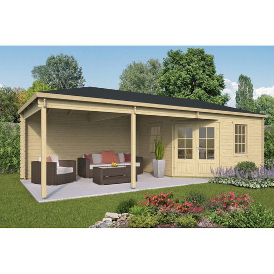 Lancaster med baldakin Bjælkehytte - 44 mm - 400727N - 28 m²