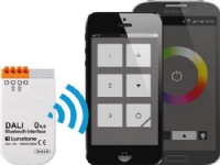 DALI Bluetooth interface som gør det muligt at styre lyset via en smartphone. Funktioner programmeres via DALI Cockpit softwaren.