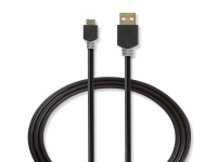 Nedis - USB-kabel - USB (han) til Micro-USB Type B (han) - USB 2.0 - 3 m - formet - antracit (sort)