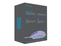 Logitech Gaming Mouse G102 LIGHTSYNC - Mus - højrehåndet - optisk - 6 knapper - kabling - USB - lilla