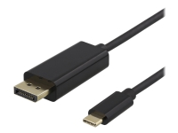 DELTACO - DisplayPort kabel - USB-C (han) til DisplayPort (han) - DisplayPort 1.2 - 1 m - 4K support - sort