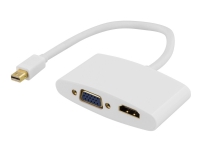 DELTACO - Videoadapter - Mini DisplayPort han til HD-15 (VGA), HDMI hun - hvid