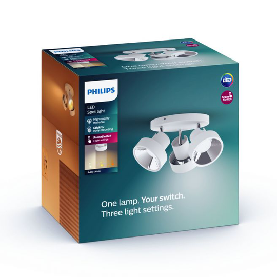 Philips LED SceneSwitch BUKKO plate/spiral Hvid 3x4.3W SELV - 8718696169568
