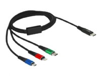 Delock 3 in 1 - Kun opladningskabel - USB-C han til Micro-USB Type B, Lightning, USB-C han - 1 m - sort