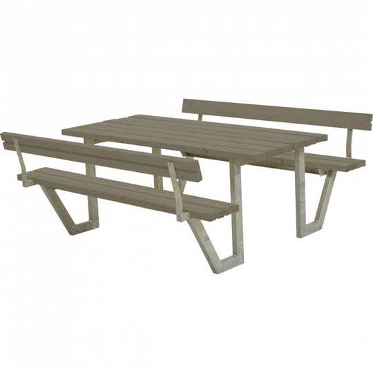 Plus Wega Bord/Bænkesæt m/2 ryglæn - 177 cm - Gråbrun
